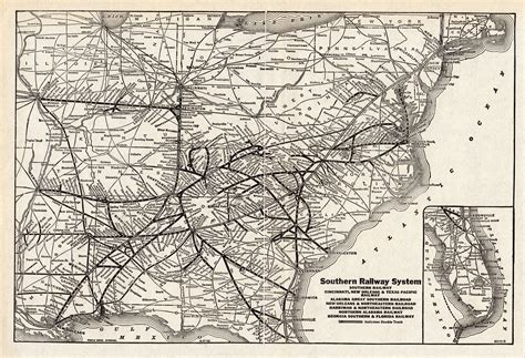 1928 Antique Southern Railway System Map Vintage Railroad Map Etsy In