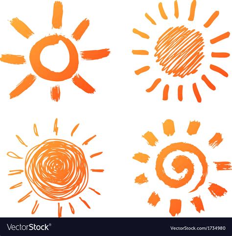 Hand Drawn Sun Icons Royalty Free Vector Image