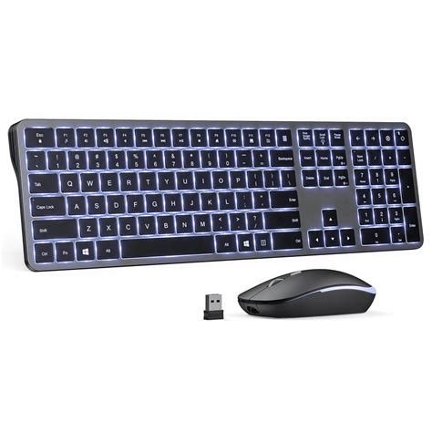Wireless Keyboard And Mouse Combo White Backlit Ultra Slim 24g Usb
