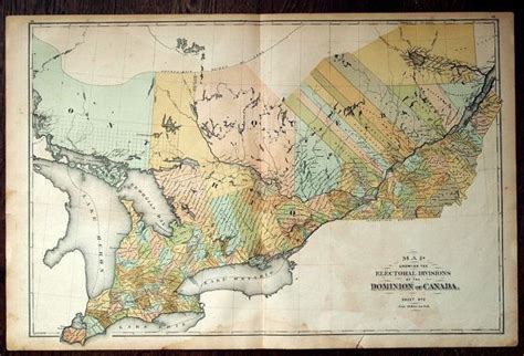 1880 Antique Map Of Ontario And Quebec Canada Large Etsy Antique