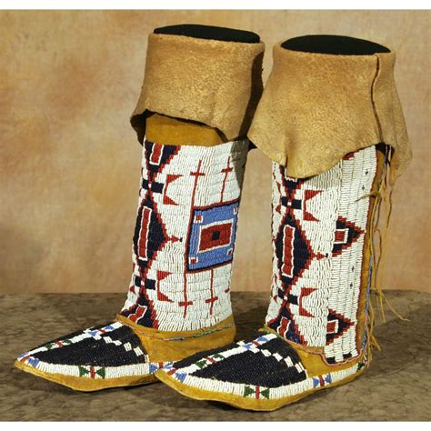 Sioux Womans Beaded Moccasins And Leggings