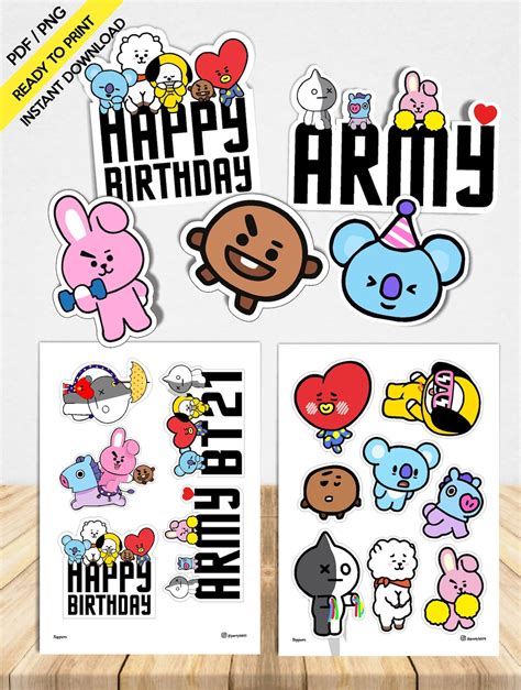 Bt21bts Cake Topper Instant Digital Download Printable Pdf Etsy