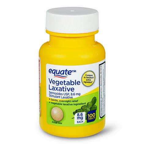 Equate Vegetable Laxative Sennosides Usp Tablets 8 6 Mg 100 Count