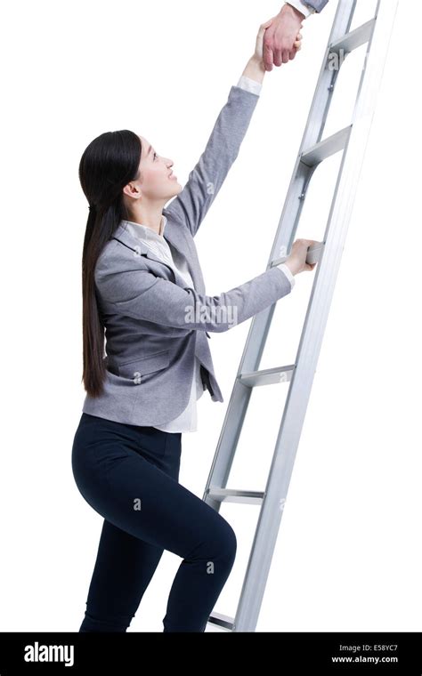Business People Climbing Ladder Stock Photo Alamy