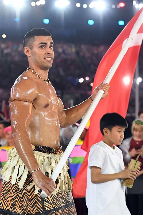 Pita Realizing Hes About To Become A Global Sensation Hot Tonga Flag Bearer At The Olympics