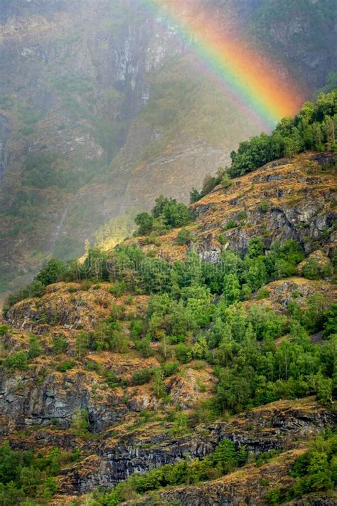 Rainbow In Norway Mountains In Summer Stock Image Image Of Norwegian