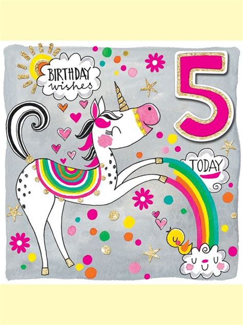 Happy Birthday 5 Years Old Today Unicorn Birthday Wishes From Rachel