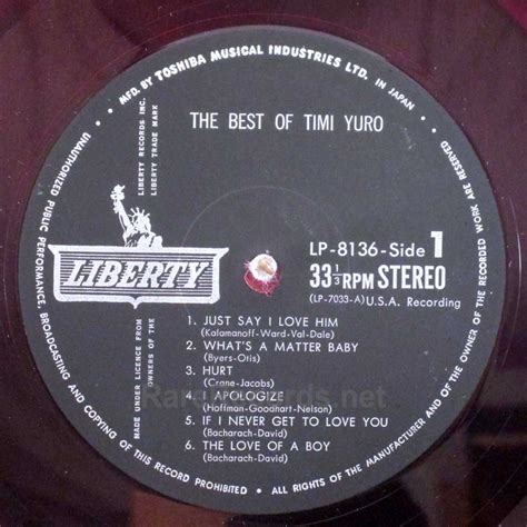 Timi Yuro The Best Of Timi Yuro Rare 1967 Japan Only Red Vinyl Lp