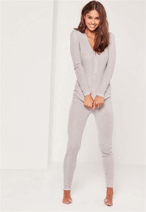 Grey Ribbed Top And Leggings Pyjama Set Missguided Tops For Leggings