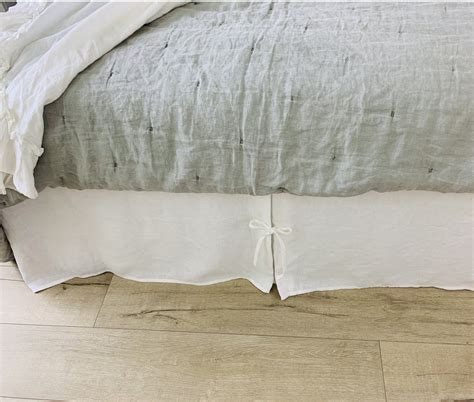 White Linen Bed Skirt With Pleats And Ties All Sizes Made To Fit