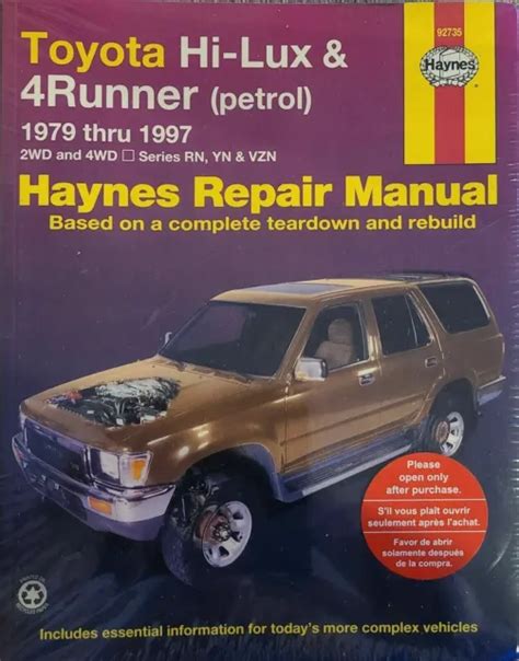 Toyota Hilux Haynes 1979 1997 2wd 4wd 4runner Petrol Repair Manual