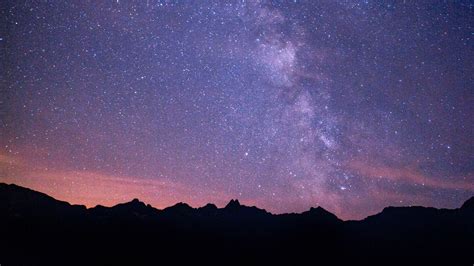 Download Wallpaper 2048x1152 Milky Way Starry Sky Night Mountains