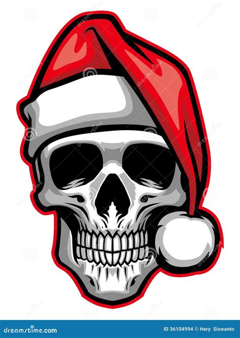 Skull Wearing Santa Claus Hat Stock Vector Illustration Of Separated