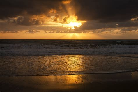 Papel De Parede Luz Solar Panorama Pôr Do Sol Mar Costa Areia
