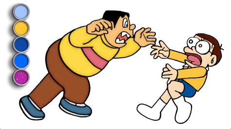 Nobita Doraemon Drawing Gian Angry On Nobita How To Draw Nobita And