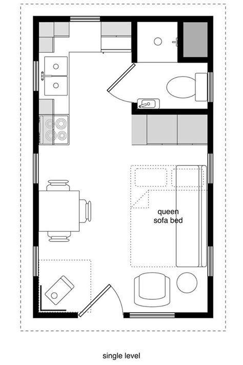 A Floor Plan For A Small House With Two Beds And A Living Area In The