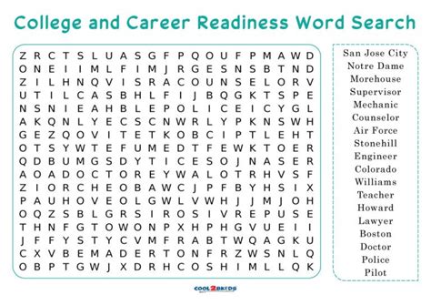 Printable College Word Search