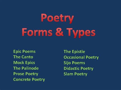 Poetry Forms Types Epic Poems The Canto Mock