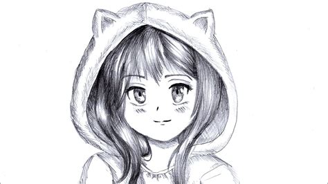 How To Draw A Hoodie Girl Anime Drawing Desen In Creion Cu O Fata