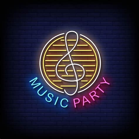 Premium Vector Music Party Neon Signs Style Text Vector