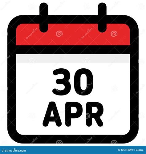 30 April Calendar Icon Vector Illustration Stock Vector