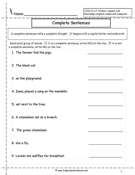 Simple Sentences Worksheet 3rd Grade