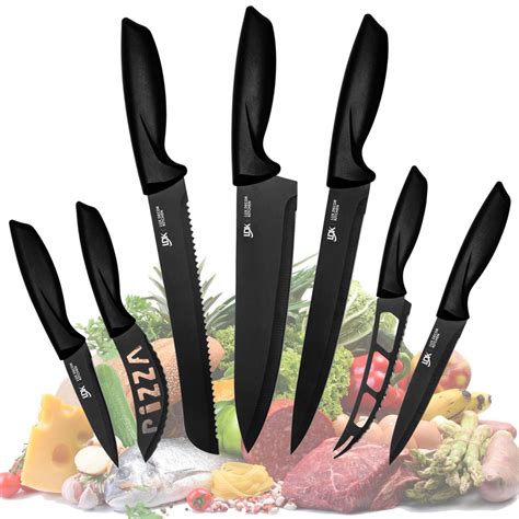 Kitchen Knife Set Kitchen Knives 7 Pieces Stainless Steel Black