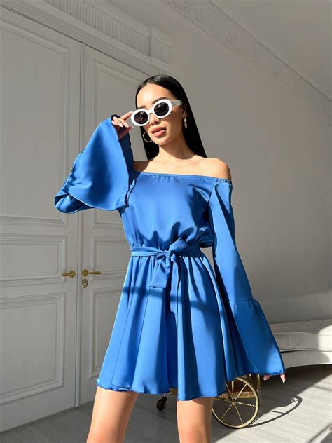 Electric Blue Silk Romper For Women Long Sleeve Silk Jumpsuit For Women Silk Summer Jumpsuit
