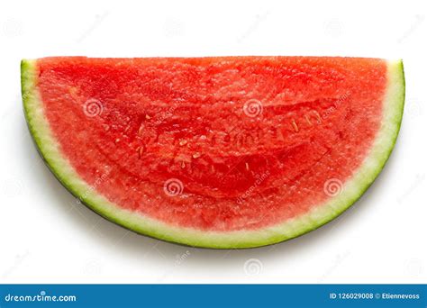 Slice Of Seedless Watermelon Isolated On White From Above Stock Photo