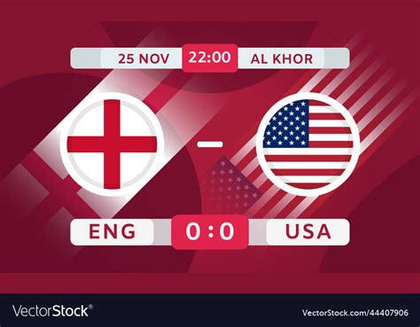 England Vs Usa Match Design Element Football Vector Image