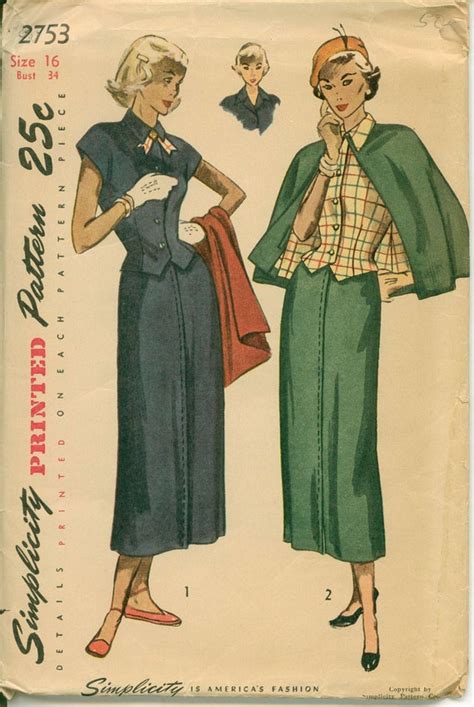1940s Sewing Pattern Skirt Weskit And Cape By Shellmakeyouflip