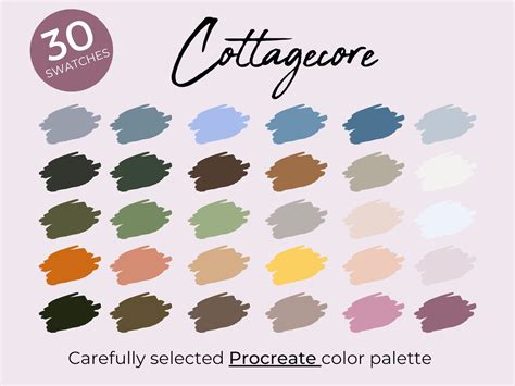 Cottagecore Aesthetic Procreate Palette 30 Swatches Color Etsy Uk