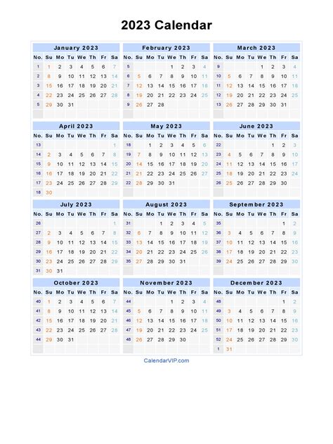 2023 Year Calendar Yearly Printable Free Printable Online