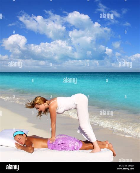 Caribbean Beach Massage Shiatsu Waist Pressure Woman Outdoor Paradise