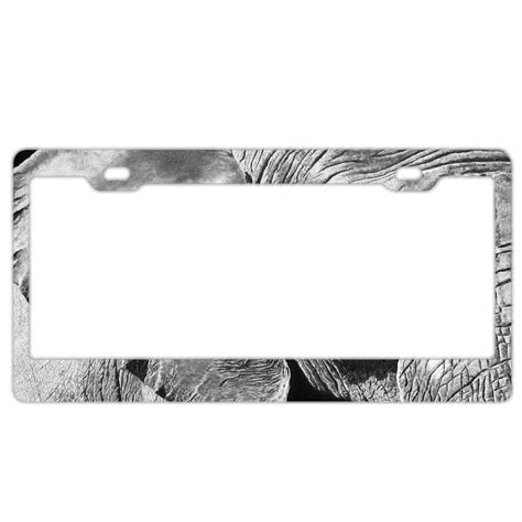 Funnylpopoiamef Black White African Elephant License Plate Frame For