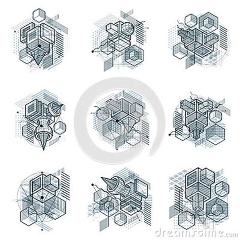 Abstract Backgrounds With Isometric Lines Vector Illustrations Stock