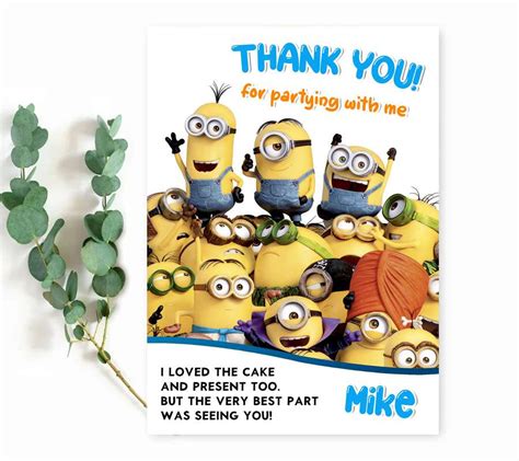 Minions Thank You Card Edit Yourself Online Now