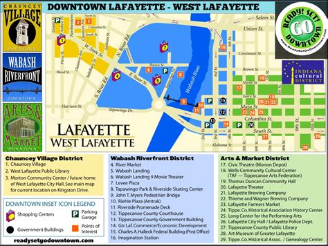 Tourist Map Of Downtown Lafayette And West Lafayette