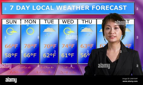 Female Asian American Meteorologist Reporting Weather Original Design