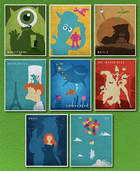 Walt Disney Pixar Movie Poster Set8x10 By Postershot On Etsy Disney