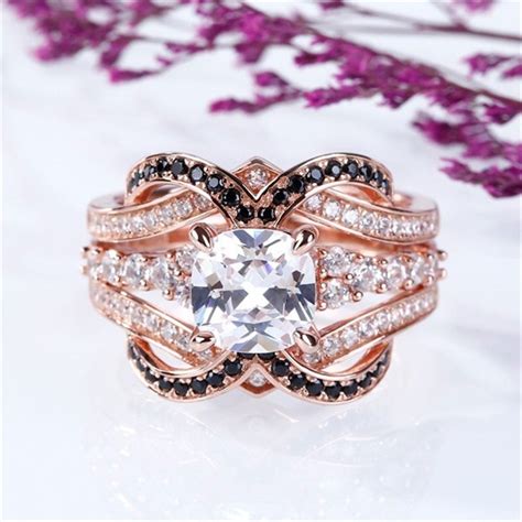 Aanbieding 18k Golden Diamond Princess Square Ring Luxury Engagement