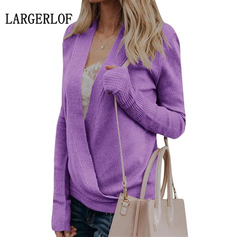 largerlof ladies cardigan sex v neck knit sweater women fashion womens long sleeve sweaters