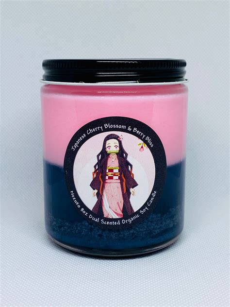 Anime Scented Candle 8oz Dual Scent Of Japanese Cherry Etsy