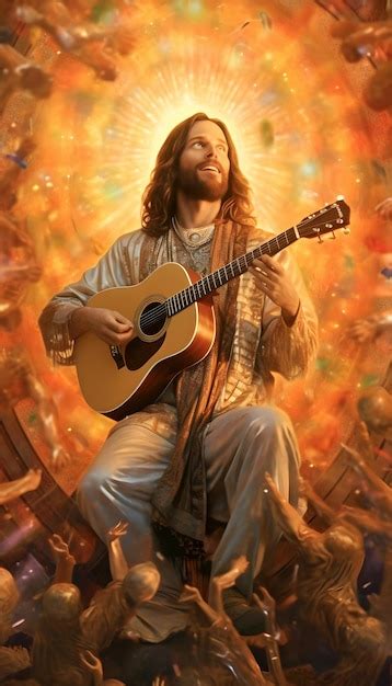 Premium Ai Image Jesus Playing Guitar