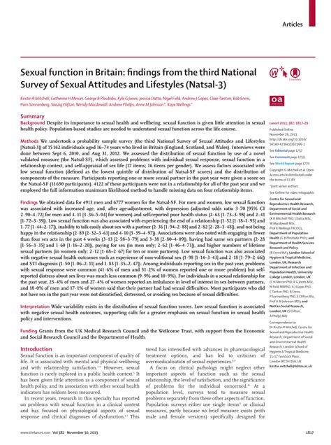 Pdf Sexual Function In Britain Findings From The Third National