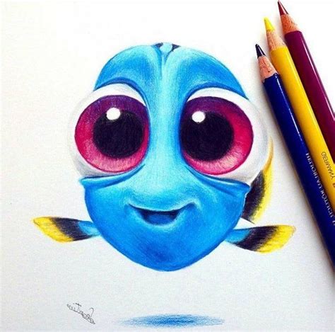 Easy Things To Draw Step By Step Finding Dory Inspired Coloured