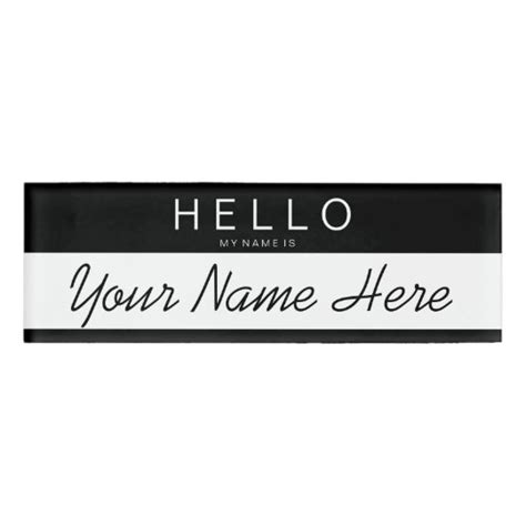 Black And White Stripe Hello My Name Is Custom Name Tag