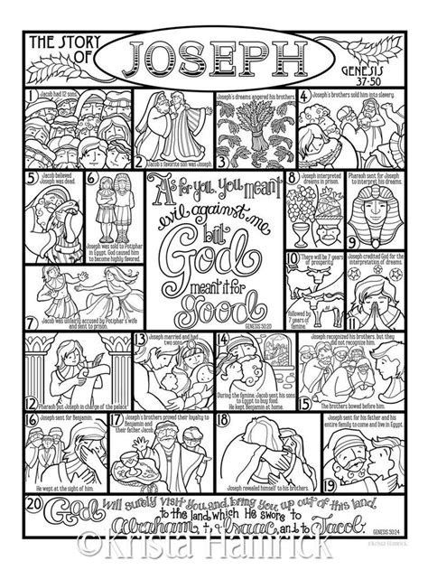 The Story Of Joseph Coloring Page In Three Sizes 85x11 Etsy Bible