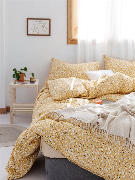 Fresh Yellow Flowers 100 Cotton High Grade Duvet Cover Floral Etsy
