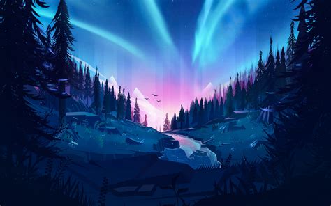 Multiple sizes available for all screen sizes. Auroral Forest 4K wallpaper